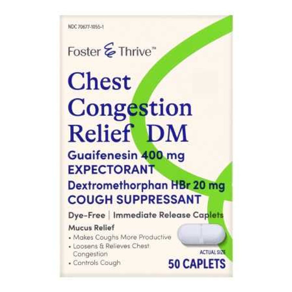 Cold and Cough Relief Foster & Thrive™ 400 mg - 20 mg Strength Tablet 50 per Box 70677105501 Box of 50 70677105501 Foster & Thrive™ 1235099_BX