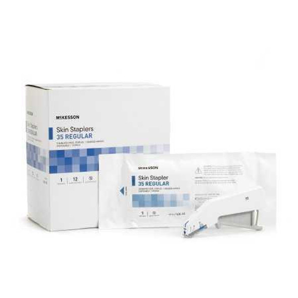 Wound Stapler McKesson Squeeze Handle Stainless Steel Staples Regular Staple 35 Staples 168-35 Box of 12 168-35 McKesson 1094471_BX