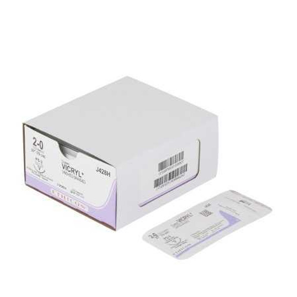 Absorbable Suture with Needle Coated Vicryl™ Polyglactin 910 PS-2 3/8 Circle Precision Reverse Cutting Needle Size 2 - 0 Braided J428H Box of 36 J428H Coated Vicryl™ 1015171_BX