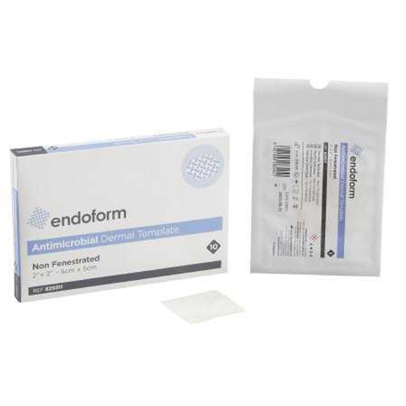 Silver Collagen Dressing Endoform® Antimicrobial 2 x 2 Inch Square Sterile 629311 Box of 10 629311 Endoform® Antimicrobial 1107360_BX