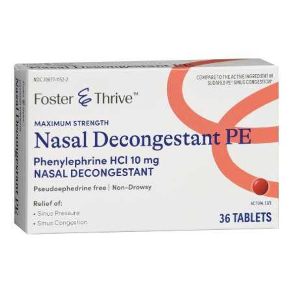 Sinus Relief Foster & Thrive™ 10 mg Strength Tablet 36 per Bottle 70677115202 Bottle of 1 70677115202 Foster & Thrive™ 1235085_BT