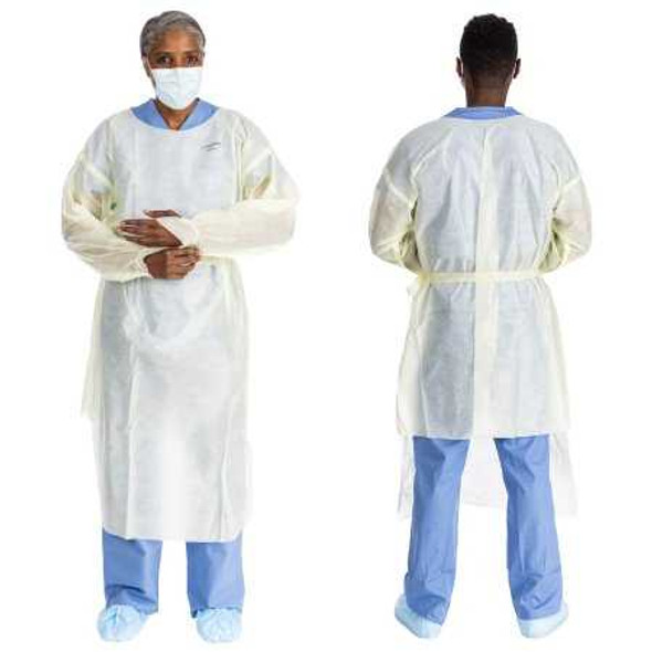 Protective Procedure Gown Halyard Basics Large Yellow NonSterile AAMI Level 2 Disposable 43008 Bag of 10 43008 Halyard Basics 1204460_BG