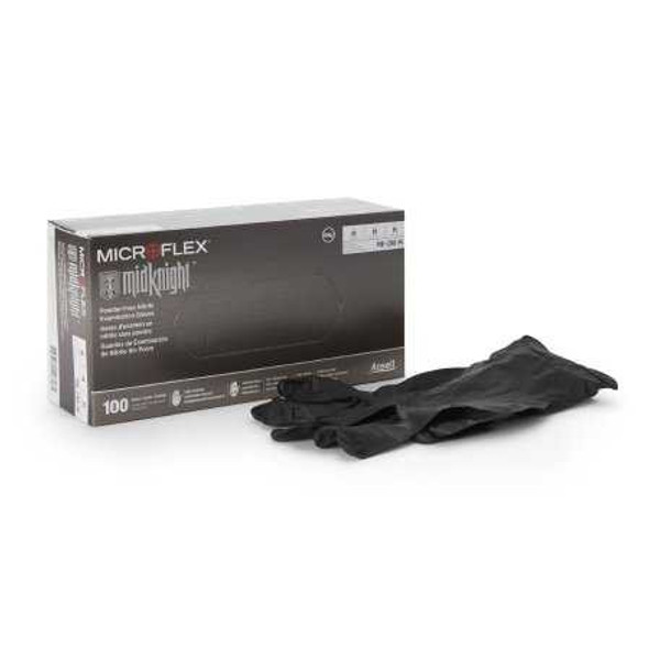 Exam Glove MICROFLEX® MidKnight™ Medium NonSterile Nitrile Standard Cuff Length Fully Textured Black Fentanyl Tested MK-296-M Case of 10 MK-296-M MICROFLEX® MidKnight™ 688019_CS