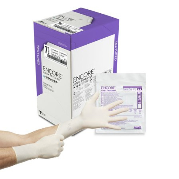 Surgical Glove ENCORE® Latex Textured Size 7.5 Sterile Latex Standard Cuff Length Fully Textured Ivory Chemo Tested 5785004 Case/200