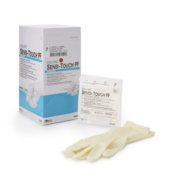 Surgical Glove ENCORE® Sensi-Touch® PF Size 7 Sterile Latex Standard Cuff Length Micro-Textured Natural Chemo Tested 7824PF Box/50