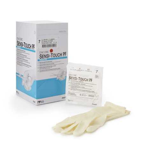 Surgical Glove ENCORE® Sensi-Touch® PF Size 7 Sterile Latex Standard Cuff Length Micro-Textured Natural Chemo Tested 7824PF Box of 50 7824PF ENCORE® Sensi-Touch® PF 1012604_BX