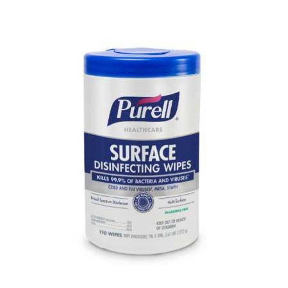 Purell® Healthcare Surface Disinfectant Cleaner Premoistened Alcohol Based Manual Pull Wipe 110 Count Canister Unscented NonSterile 9340-06 Carton of 110 9340-06 Purell® Healthcare 1194625_CT