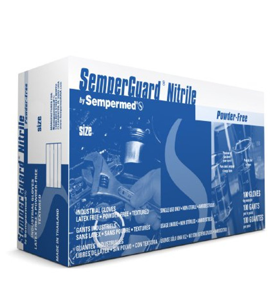 General Purpose Glove SemperGuard® X-Large Nitrile Blue 9.4 Inch Beaded Cuff NonSterile INIPFT105 Box/100