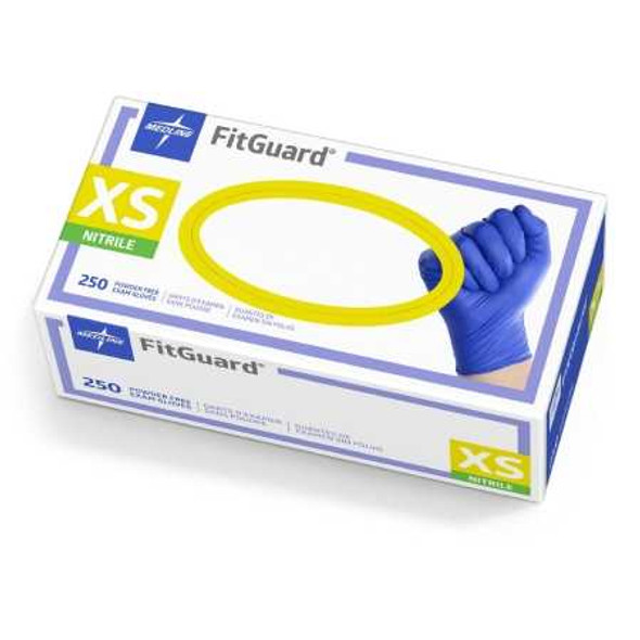 Exam Glove FitGuard™ X-Small NonSterile Nitrile Standard Cuff Length Textured Fingertips Blue Chemo Tested FG2500 Case of 2500 FG2500 FitGuard™ 1222647_CS