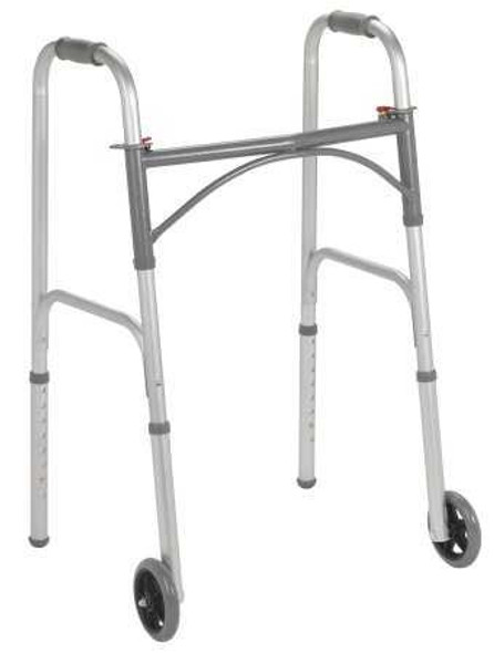 Drive 10244-4 Two Wheel Walker with Seat, Folding Walker, Adjustable Height, Steel Frame, 350 lbs. Weight Capacity, Case of 4 10244-4 drive™ 1029551_CS
