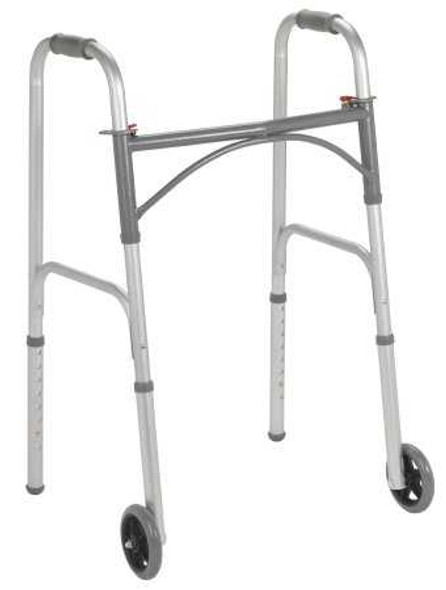 Drive 10244-4 Two Wheel Walker with Seat, Folding Walker, Adjustable Height, Steel Frame, 350 lbs. Weight Capacity, Pack of 1 10244-4 drive™ 1029551_EA