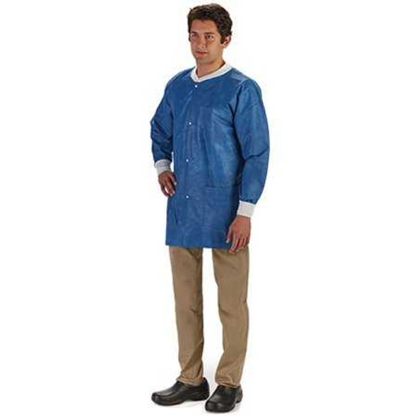 Lab Jacket LabMates® Blue Medium Hip Length Nonwoven Disposable 85189 Case of 50 85189 LabMates® 1149955_CS