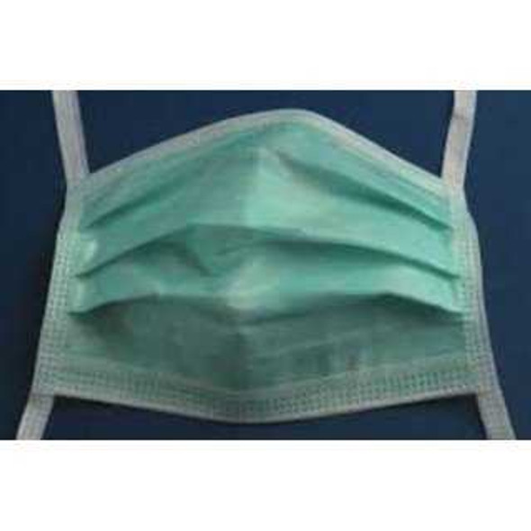 Surgical Mask Cardinal Health™ Anti-fog Adhesive Pleated Tie Closure One Size Green NonSterile ASTM Level 1 Adult AT73835 Box of 50 AT73835 Cardinal Health™ 1036703_BX