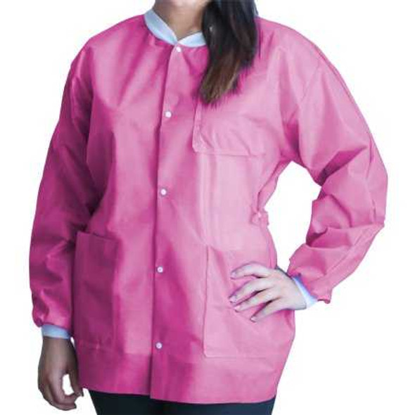 Lab Jacket FitMe™ Raspberry Pink Medium Hip Length 3-Layer SMS Disposable UGJ-6509-M Case of 50 UGJ-6509-M FitMe™ 1194430_CS