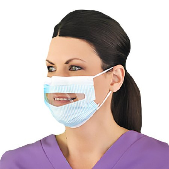 Procedure Mask ProGear® Clear-View® Anti-fog Film Clear Visor Window Earloops One Size Fits Most Blue NonSterile ASTM Level 1 Adult FM86010 Box/25