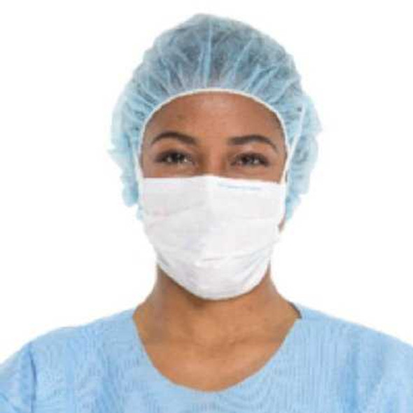 Surgical Mask with Eye Shield FluidShield Pouch Tie Closure One Size Blue / White NonSterile ASTM Level 2 Adult 39123 Case of 300 39123 FluidShield 1018183_CS