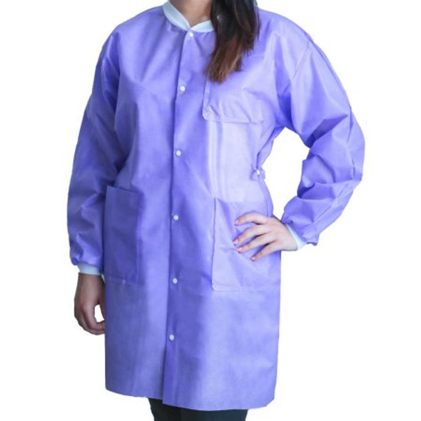 Lab Coat FitMe™ Purple Small Knee Length 3-Layer SMS Disposable UGC-6604-S Bag/10