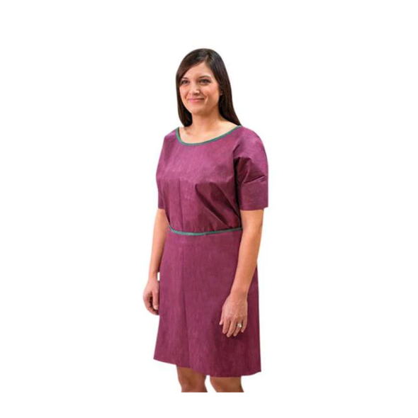 Patient Exam Gown Large Maroon Disposable 74111 Bag of 10