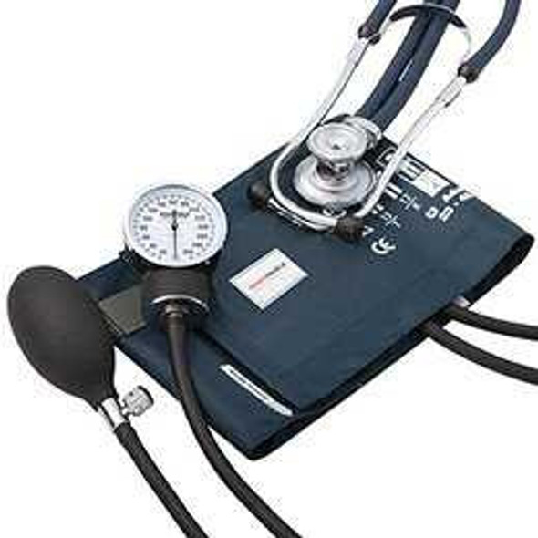 Reusable Aneroid / Stethoscope Set McKesson Brand 23 to 33 cm Adult Cuff Dual Head Sprague Stethoscope Pocket Aneroid 768-641-11ANMM Case of 12 768-641-11ANMM McKesson Brand 1067624_CS