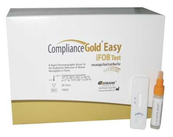 Cancer Screening Test Kit Compliance Gold® iFOB Easy Fecal Occult Blood Test (iFOB or FIT) 30 Tests CLIA Waived 74033 Box of 30 74033 Compliance Gold® iFOB Easy 906683_BX