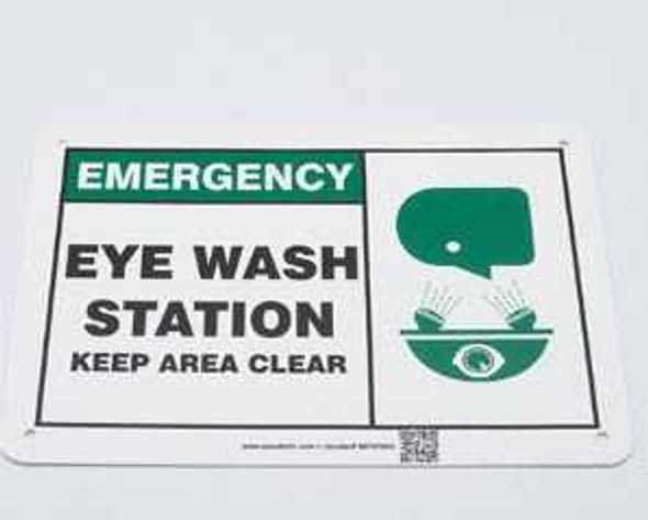 Wall Sign First Aid Sign Lab Safety Supply® Emergency Eye Wash Station w/Symbol MFSD928VP Pack of 1 MFSD928VP Lab Safety Supply® 1007629_EA