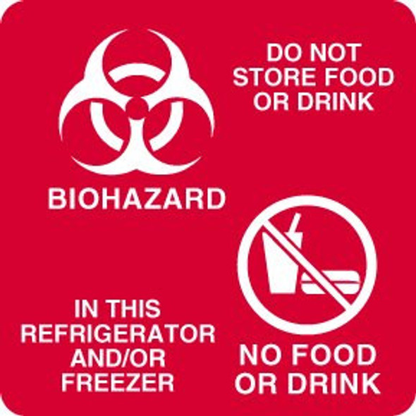 Magnetic Sign Caution Do Not Store Food Or Drink Biohazard In The Refrigerator and Or Freezer No Food No Drink ULBH701 Pack of 1