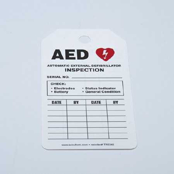 Equipment Tag Accuform AED Inspection Status White 3-1/4 x 5-3/4 Inch 3-1/4 x 5-3/4 Inch Card Stock 5 per Pack TRS345CTM Pack of 5 TRS345CTM Accuform 1066757_PK