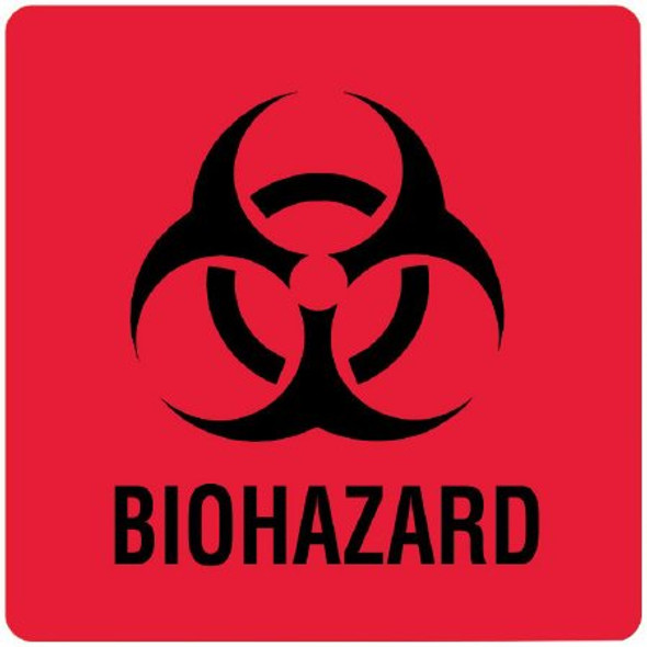 Pre-Printed Label Warning Label Red Paper Biohazard Black Biohazard 8 X 10 Inch ULBH501 Each/1