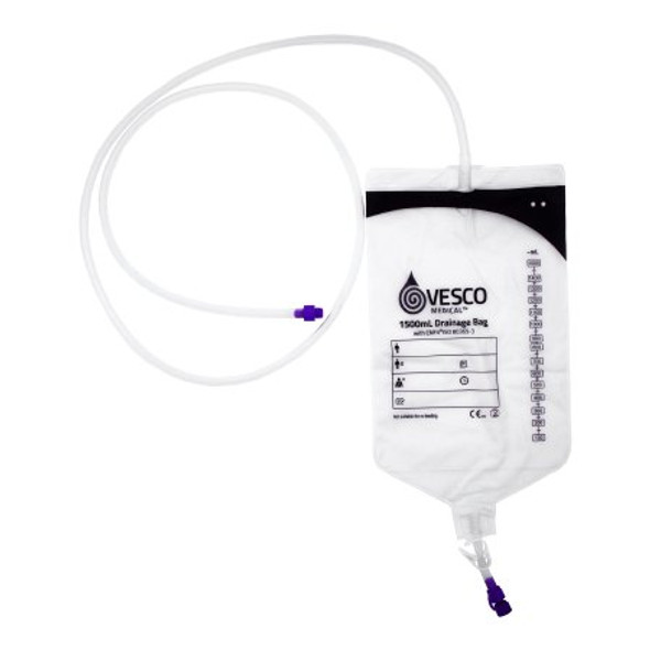 Enteral Drainage Bag with ENFit™ Connector Vesco Medical™ 60 Inch Tubing 1500 mL Sterile VED-015EO Each/1