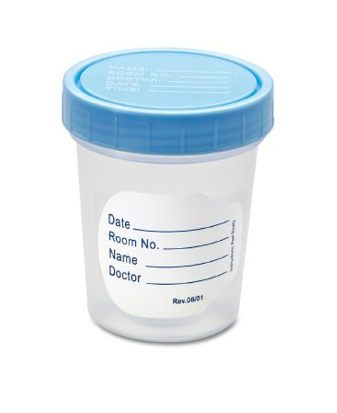 Specimen Container 120 mL (4 oz.) Screw Cap Patient Information OR Sterile DYND30351 Case of 100