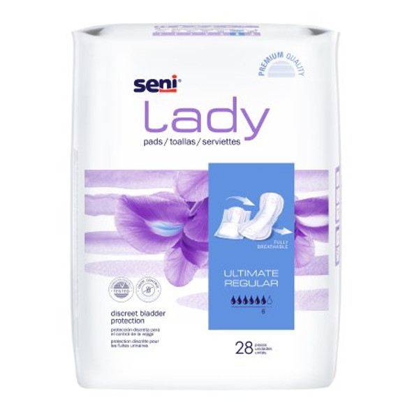 Bladder Control Pad Seni® Lady Ultimate 14.4 Inch Length Heavy Absorbency Superabsorbant Core One Size Fits Most S-6P28-PS1 Pack/28
