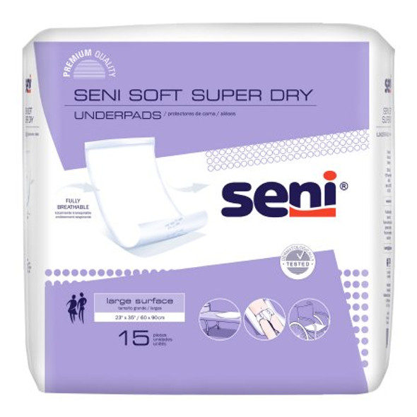 Disposable Underpad Seni® Soft Super Dry 23 X 35 Inch Cellulose Pulp Light Absorbency S-0315-UD1 Pack/15