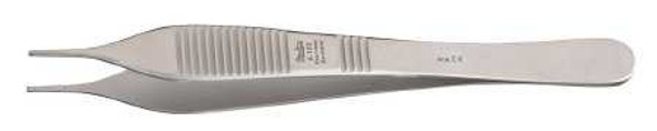 Tissue Forceps Miltex® Adson 4-3/4 Inch Length OR Grade German Stainless Steel NonSterile NonLocking Thumb Handle Straight Smooth Tips with 1 x 2 Teeth 6-123 Pack of 1 6-123 Miltex® 250203_EA