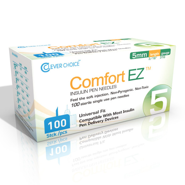Standard Insulin Pen Needle Comfort EZ‚ 31 Gauge 5 mm Length NonSafety 31G5 Case of 3000