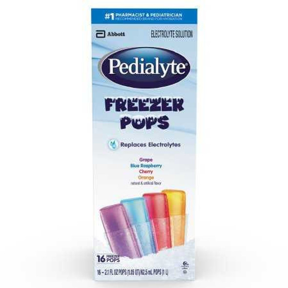 Oral Electrolyte Solution Pedialyte® Freezer Pops Grape / Blue Raspberry / Cherry / Orange Flavor 2.1 oz. Electrolyte 62605 Case of 64 62605 Pedialyte® Freezer Pops 826963_CS