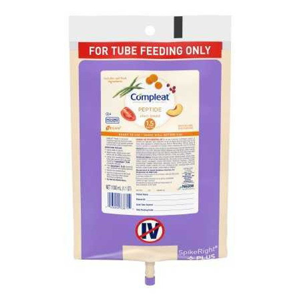 Tube Feeding Formula Compleat® Peptide 1.5 Unflavored Liquid 1000 mL Ready to Hang Prefilled Container 00043900617152 Case of 6 00043900617152 Compleat® Peptide 1.5 1206145_CS