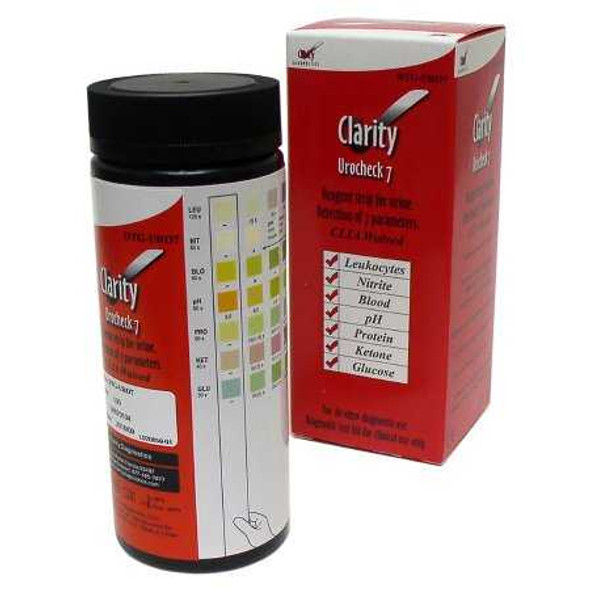 Urinalysis Reagent Clarity® Blood, Glucose, Ketone, Leukocytes, Nitrite, pH, Protein For Clarity Urocheck 120 Urine Analyzer DTG-URO7 Box of 1 DTG-URO7 Clarity® 647967_BX
