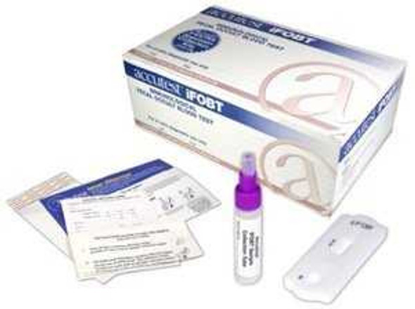 Cancer Screening Test Kit Accutest® iFOBT Single Sample Fecal Occult Blood Test (iFOB or FIT) 25 Tests CLIA Waived CS625 Box of 25 CS625 Accutest® iFOBT Single Sample 729940_BX