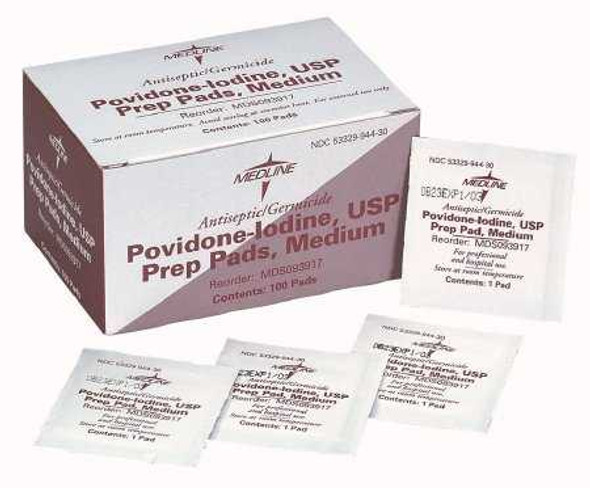 PVP Prep Pad Medline 10% Strength Povidone-Iodine Individual Packet Medium NonSterile MDS093917 Case of 1000 MDS093917 MEDLINE 317095_CS