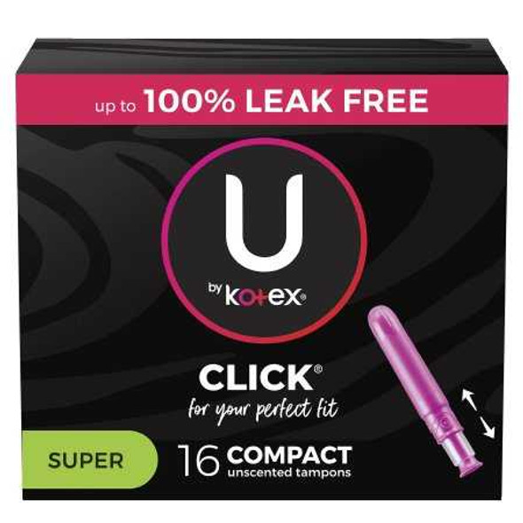 Tampon U by Kotex® Click® Super Absorbency Plastic Applicator Individually Wrapped 51581 Case of 128 51581 U by Kotex® Click® 1184199_CS