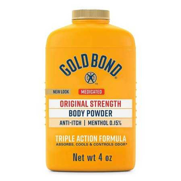 Body Powder Gold Bond® Medicated Original Strength 4 oz. Menthol Scent Shaker Bottle Menthol 04116701046 Pack of 1 04116701046 Gold Bond® Medicated Original Strength 1195811_EA
