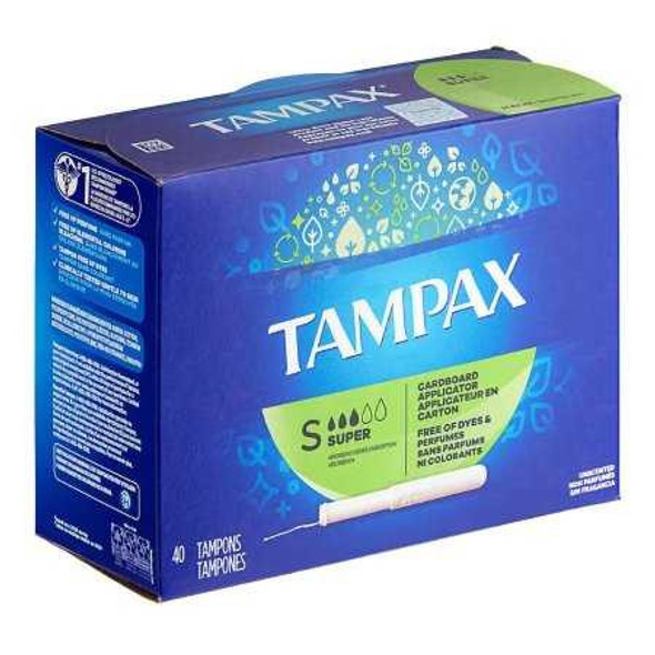 Tampon Tampax® Super Absorbency Cardboard Applicator Individually Wrapped 00073010000728 Case of 480 00073010000728 Tampax® 1196738_CS
