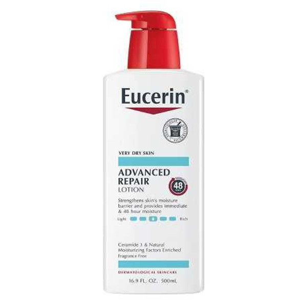 Hand and Body Moisturizer Eucerin® Advanced Repair 16.9 oz. Pump Bottle Unscented Lotion 07214063482 Pack of 1 07214063482 Eucerin® Advanced Repair 1231885_EA