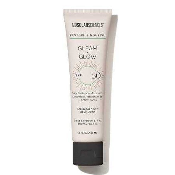 Facial Moisturizer with Sunscreen MDSolarsciences™ Gleam + Glow SPF50 1.7 oz. Tube Scented Cream 173001 Pack of 1 173001 MDSolarsciences™ Gleam + Glow SPF50 1230944_EA