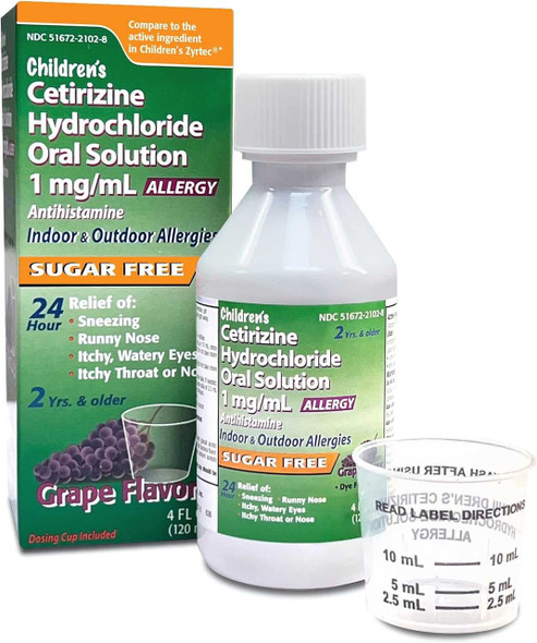 Taro Children's Cetirizine Oral Solution Syrup Allergy Relief 1mg/mL 4 oz., Pack of 1 51672210208 Taro 826600_EA