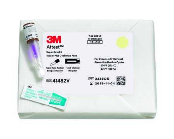 Attest™ Super Rapid 5 Steam-Plus Sterilization Indicator Challenge Pack Steam 2 Inch 41482VF Case of 24 41482VF Attest™ Super Rapid 5 Steam-Plus 1026077_CS