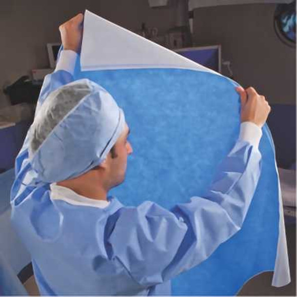 QUICK CHECK* H500 Sterilization Wrap White / Blue 54 x 54 Inch Dual Layer SMS Polypropylene Steam / EO Gas / Hydrogen Peroxide 34143 Case of 48 34143 QUICK CHECK* H500 809424_CS