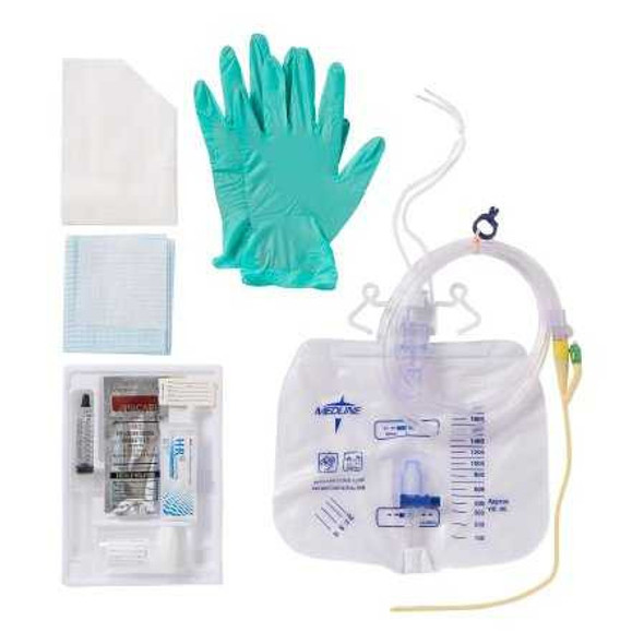 Indwelling Catheter Tray Medline Closed System / Foley 14 Fr. 10 cc Balloon Silicone Elastomer Coated Latex DYND11855 Pack of 1 DYND11855 MEDLINE 1135662_EA