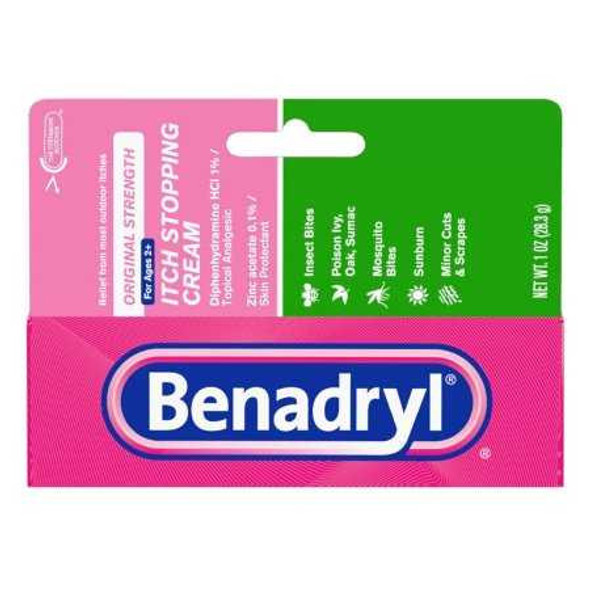 Itch Relief Benadryl® 1% Strength Cream 1 oz. Tube 00501320001 Pack of 1 00501320001 Benadryl® 436675_EA