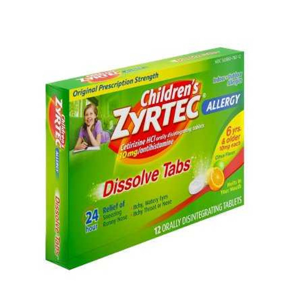 Children's Allergy Relief Zyrtec® 10 mg Strength Tablet 12 per Box 05058078212 Carton of 12 05058078212 Zyrtec® 1060355_CT
